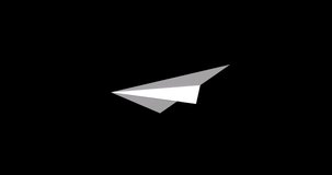Animation of white moving paper plane on black background. Education, school item and school concept, digitally generated video.