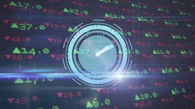 Animation of clock ticking over financial data processing. Global business, finance, connections, computing and data processing concept digitally generated video. - Powered by Shutterstock - Get 15% off with code: PIKWIZARD15