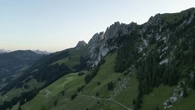 Drone video in the swiss alps on a summer day