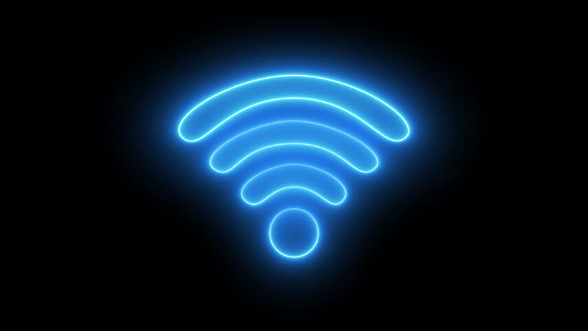 Glowing neon line Wifi wireless internet network symbol icon isolated on transparent background. Wireless networking digital futuristic technology innovation concept. 4K Video motion graphic animation