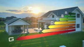 Smart home with animation of energy efficient classes. Low power consumption - Powered by Shutterstock - Get 15% off with code: PIKWIZARD15