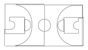 Self drawing animation of continuous single line basketball court floor. Animated basketball field drawn by one line. - Powered by Shutterstock - Get 15% off with code: PIKWIZARD15