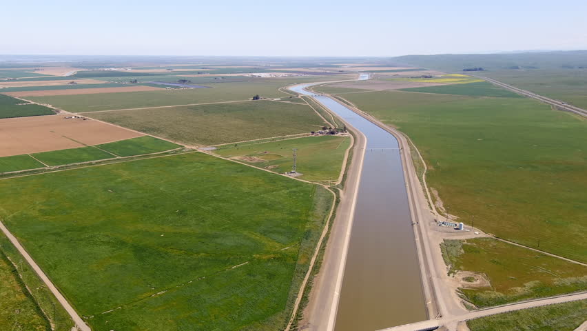 Aerial View Of Aqueduct, California's Central Valley source of irrigation