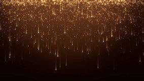 Beautiful luxury golden magical stardust particles trails sparkling and falling. light ray glowing shimmering radiance. for Oscar award ceremony event,Modern background,motion design,Loopable,LED,4K