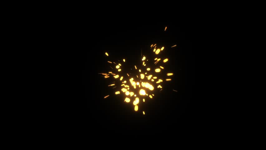 4K Special effect of spark particles on Black Background. Sparks from metal friction, electric welding, broken wires. Sparks Over Black (ULTRA HD, UHD, 4K).