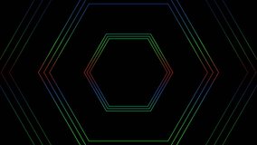 abstract motion background with minimal geometry hexagon shape and colorful lines animation loop