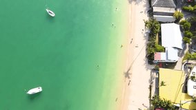 Drone is flying over the tropical sea coast. Green limestone hills, Phuket, the most beautiful destination in Thailand. Places in Asia that you must visit at least once in your lifetime. nature video