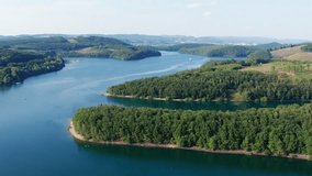 the bigge lake in the sauerland in german from above 4k 30fps video