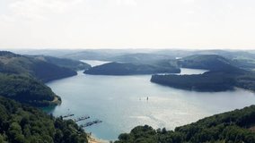 the bigge lake in the sauerland in german from above 4k 30fps video