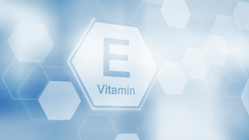 Symbol for the Vitamin E. Clean abstract commercial background