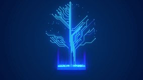 Growing circuit board tree. Blue glowing circuit board electronic high tech growing tree. Digital tree. Future technology block chain concept.  - Powered by Shutterstock - Get 15% off with code: PIKWIZARD15