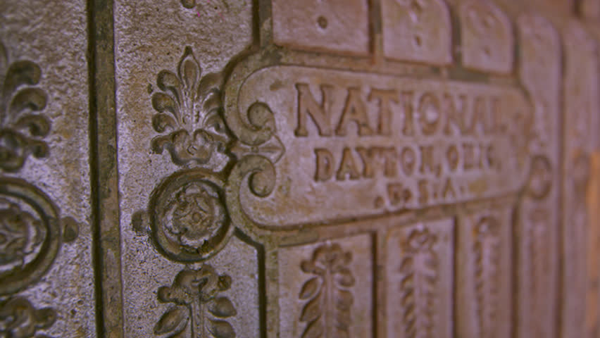 Logo on an saloon cash register reading "National. Dayton, Ohio"