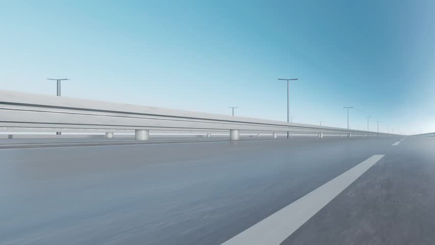 View of traffic on the highway with empty asphalt road, 3d rendering. Loop animation. Royalty-Free Stock Footage #1106159907