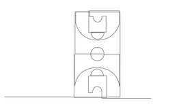 Self drawing animation of continuous single line basketball court floor. Animated basketball field drawn by one line. - Powered by Shutterstock - Get 15% off with code: PIKWIZARD15