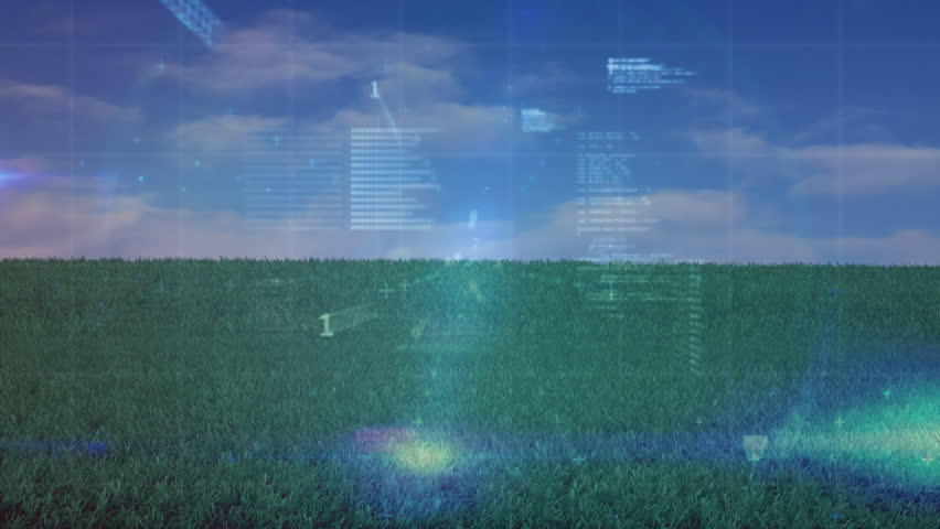 Animation of binary coding and data processing over football on field. Global sports, business, finances, computing and data processing concept digitally generated video. - Powered by Shutterstock - Get 15% off with code: PIKWIZARD15