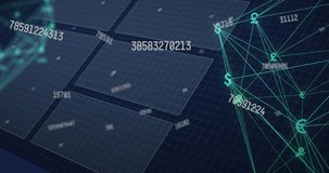 Animation of changing numbers and connected dots forming globe against graph and computer language. Digitally generated, hologram, communication, globalization, report, coding and technology concept. - Powered by Shutterstock - Get 15% off with code: PIKWIZARD15