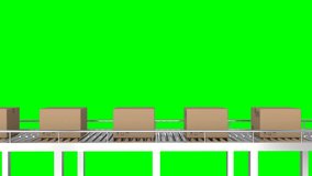 Animation of cardboard boxes moving on conveyor belt against green background. Digital composite, multiple exposure, packaging, distribution, abstract and technology concept. - Powered by Shutterstock - Get 15% off with code: PIKWIZARD15