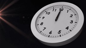 Animation of clock over multiple graphs and trading board against lens flares in background. Digital composite, multiple exposure, report, business, time, stock market and technology concept. - Powered by Shutterstock - Get 15% off with code: PIKWIZARD15