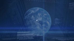 Animation of connected icons, binary codes, trading board, computer language, globe and city model. Digitally generated, hologram, communication, coding, globalization, architecture and stock market. - Powered by Shutterstock - Get 15% off with code: PIKWIZARD15