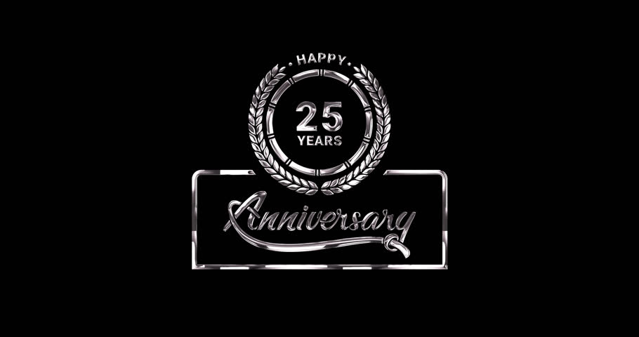Happy 25 years anniversary text animation. Handwritten text modern calligraphy in silver color on the transparent background alpha channel. Great for greetings, celebrations, festivals, and events. | Shutterstock HD Video #1106171795