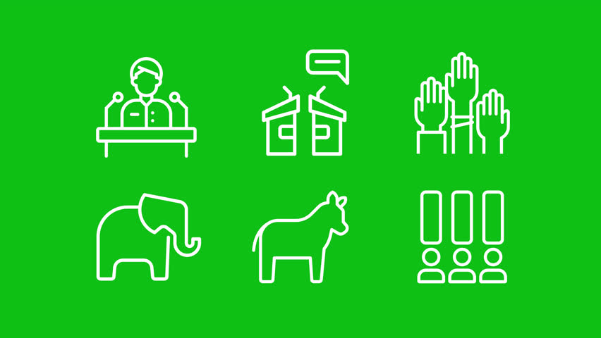 White icon animations representing voting, HD video with transparent background, seamless loop 4k video.
