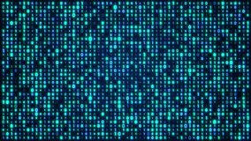 Loop animation of blue, glowing random digital data matrix of binary code numbers on a dark background. Motion background for technology, coding, or big data concept