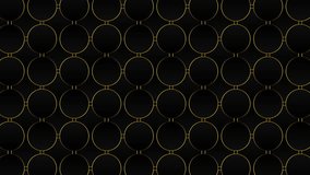 Elegant luxury black background with gradient circle and golden lines pattern motion design. seamless loop