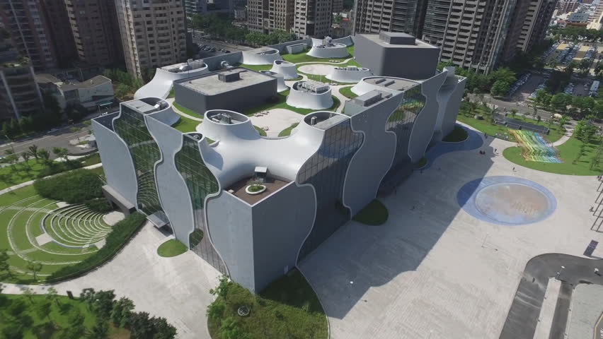 Taichung, Taiwan(R.O.C) - National Taichung Metropolitan Opera House, Taichung Theater, designed by Architect Toyo Ito. (aerial photography)
