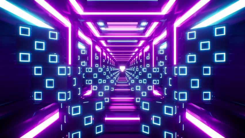 VJ Loop of Neon Light Boxes Corridor