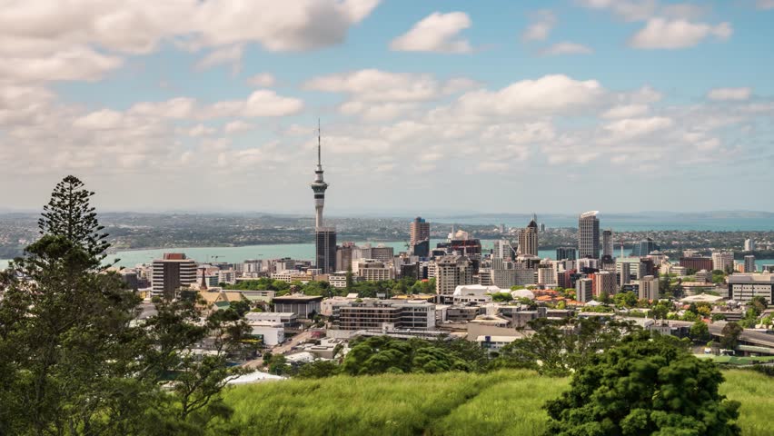 Time lapse of the skyline of Auckland, New Zealand.