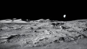 4k high detail wide sideways slider dolly shot of moon lunar landscape with earth just above horizon - Powered by Shutterstock - Get 15% off with code: PIKWIZARD15
