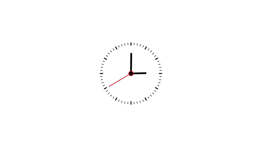 Animated wall clock in 24h loop. Clock with moving arrows. Quartz wall clock on a white background Royalty-Free Stock Footage #1106195843