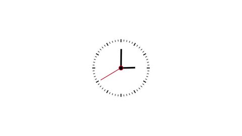 Animated wall clock in 24h loop. Clock with moving arrows. Quartz wall clock on a white background Adlı Stok Video