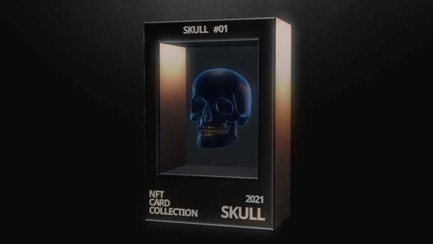 NFT Skull Card Collections 3D Animation Royalty-Free Stock Footage #1106202339