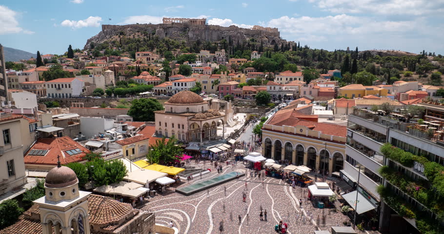 Time lapse of Monastiraki square in Athens 