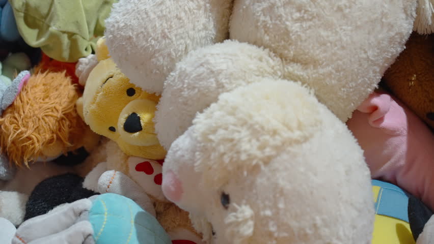 The white and fluffy stuffed animals on the store as seen on a closer look in Estonia