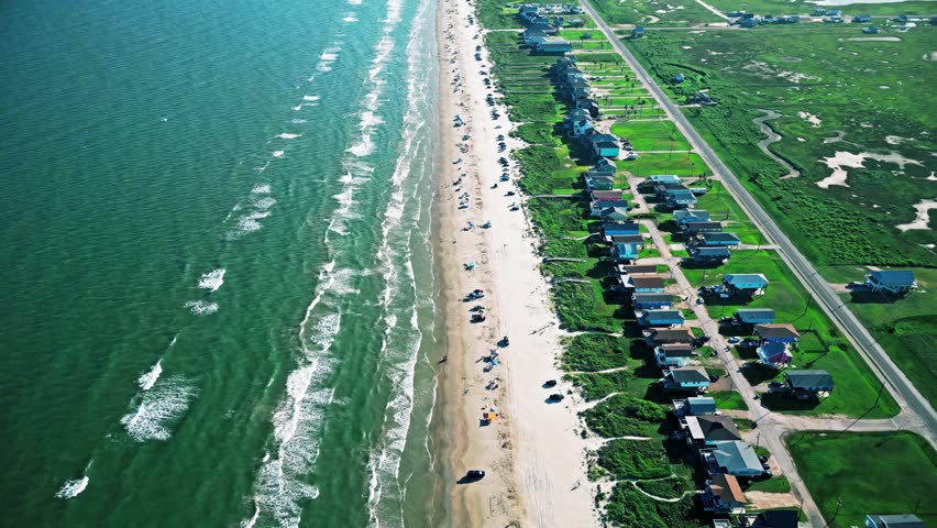 Aerial view of Surfside Beach, Texas Royalty-Free Stock Footage #1106208633