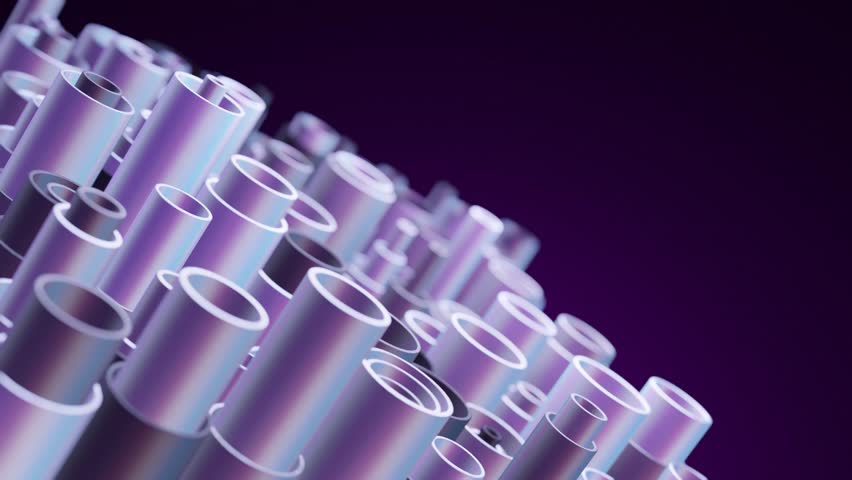 Telescopic tubes are lowered and raised, Abstract 3D Cylinders for Motion Graphic Seamless Loop Background