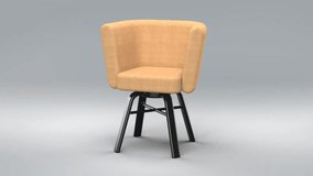 Small Beige colour Stool with four legs for Children. 360 degree view. Product design 3d render video