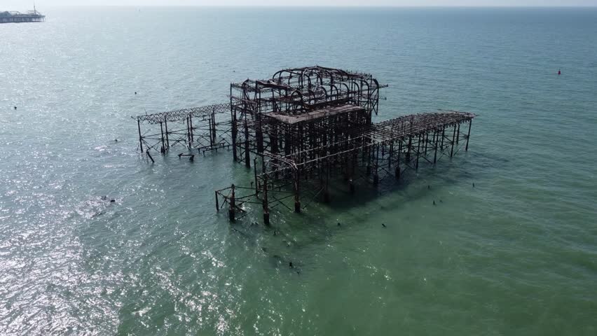 Brighton and Hove - Old Pier Royalty-Free Stock Footage #1106217215