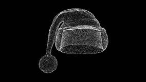 3D Santa Hat rotates on black bg. Merry Christmas and happy holidays. Xmas and New Year concept. Winter traditions. For title, text, presentation. Business advertising backdrop. 3D animation 60 FPS - Powered by Shutterstock - Get 15% off with code: PIKWIZARD15