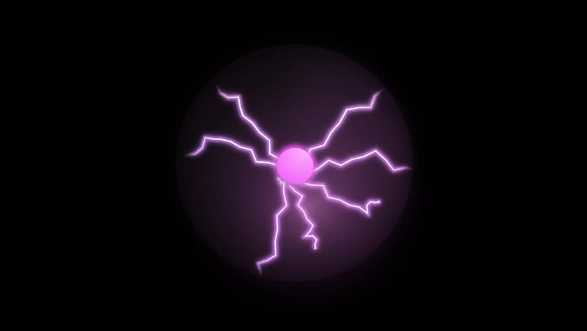 Cartoon plasma ball on black and green screen. Centered electricity animation. Purple light beams and energy. | Shutterstock HD Video #1106233267