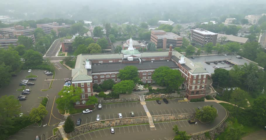 Aerial view of Greenwich town hall, Connecticut, United States