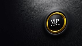 3D golden button with private access, Private access to VIP services pressing a button to ask a concierge. 4k 3d loop animation