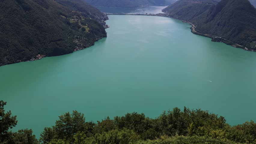 View over Lugano in Ticino from Monte Bre, Switzerland 