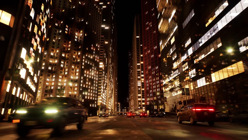 Street traffic cars city night motion background