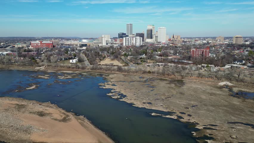 Aerial view of the Tulsa cityscape at Oklahoma