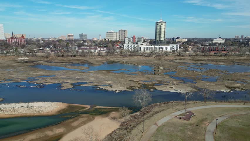 Aerial view of the Tulsa cityscape at Oklahoma