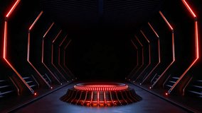 Looping video of pedestal for product presentation, Sci-Fi Background, Empty dark room