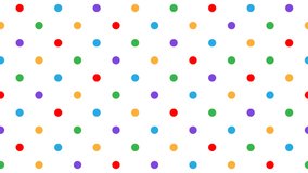 colorful Polka dot animated background design on white background. seamless loop video footage, for video animation designs, presentations and more